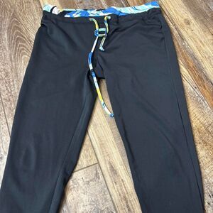 IKONIK Medium Blue Black Joggers Legging Women's Active Athletic Tie Capris